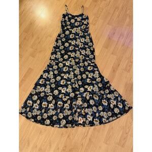 Twenty Dresses Women’s Long Fit And Flare Dress Black Floral Flowy Size Sm Slit